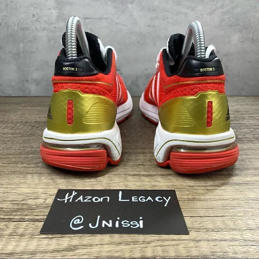 Adidas~Adizero Boston 3~Red/White/Gold~Mens~Running‎ shoes~Size 8.5
